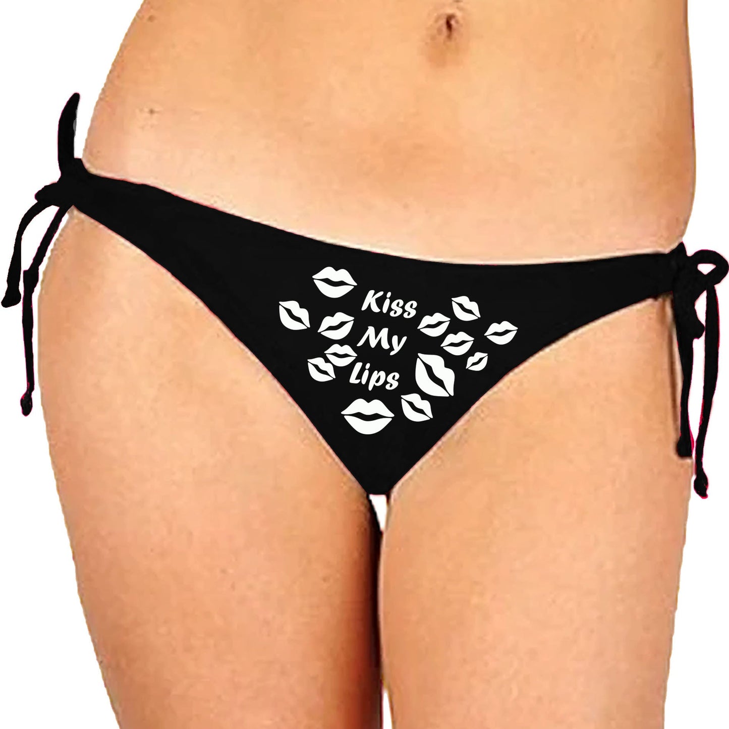 Glow In The Dark Kiss My Lips Satin Panty - Black - Intimacy HubThongs, G stringKamuk Life
