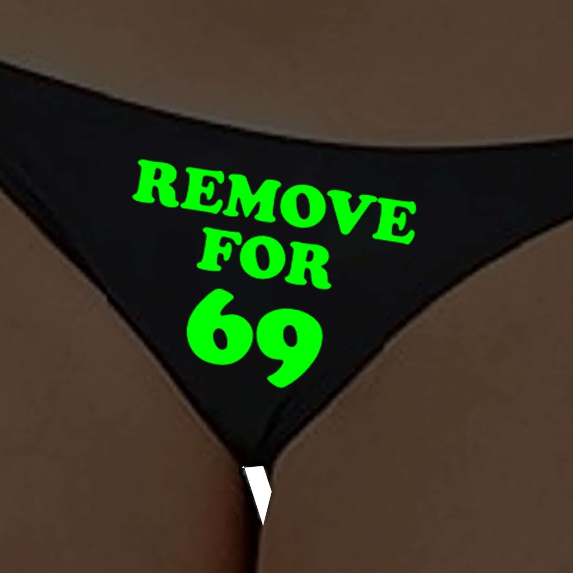 Black Satin Glow In The Dark Panty With Remove For 69 Print - Intimacy HubThongs, G stringKamuk Life