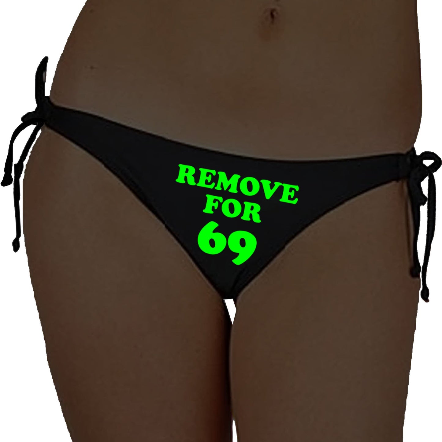 Black Satin Glow In The Dark Panty With Remove For 69 Print - Intimacy HubThongs, G stringKamuk Life