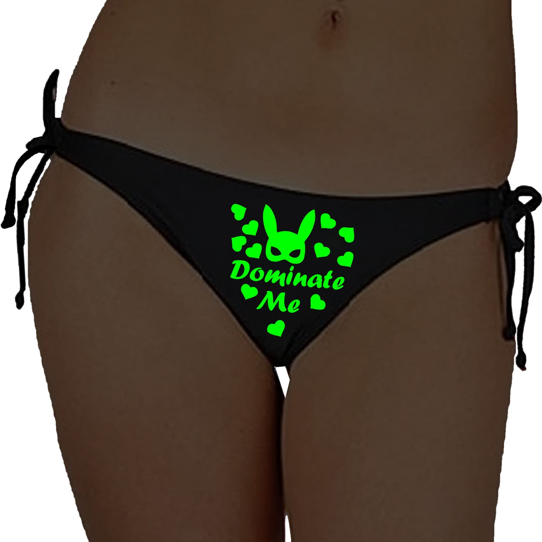 Glow in the Dark Dominate Me black satin Panty - Intimacy HubThongs, G stringKamuk Life