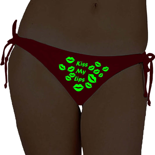 Glow In The Dark Kiss My Lips Satin Panty - Red - Intimacy HubThongs, G stringKamuk Life