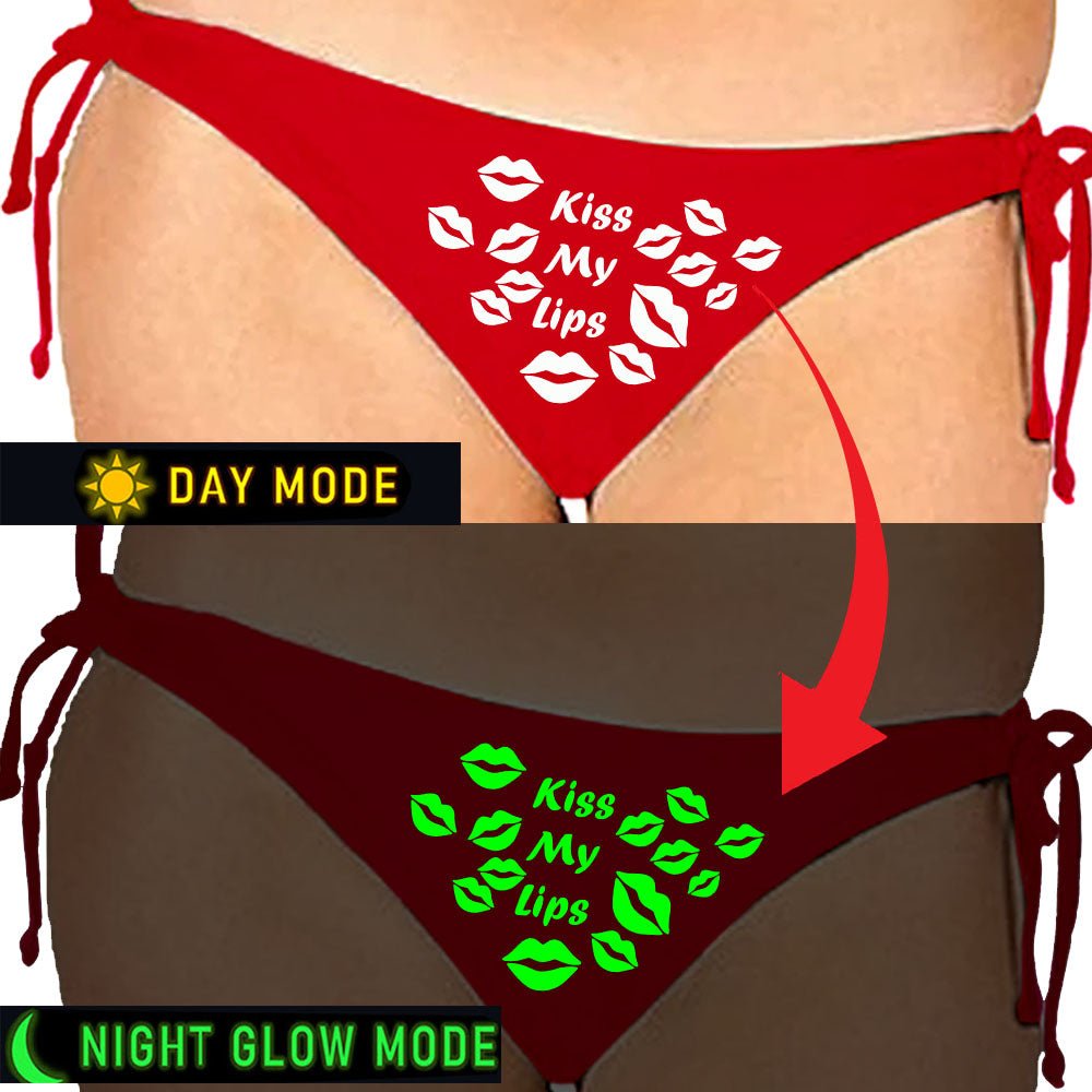 Glow In The Dark Kiss My Lips Satin Panty - Red - Intimacy HubThongs, G stringKamuk Life