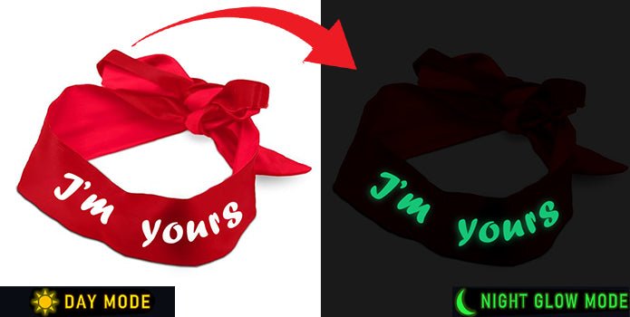 I'm Yours Glow In The Dark Satin Eye Mask & Adjustable Satin Blindfold - Intimacy HubGift SetKamuk Life