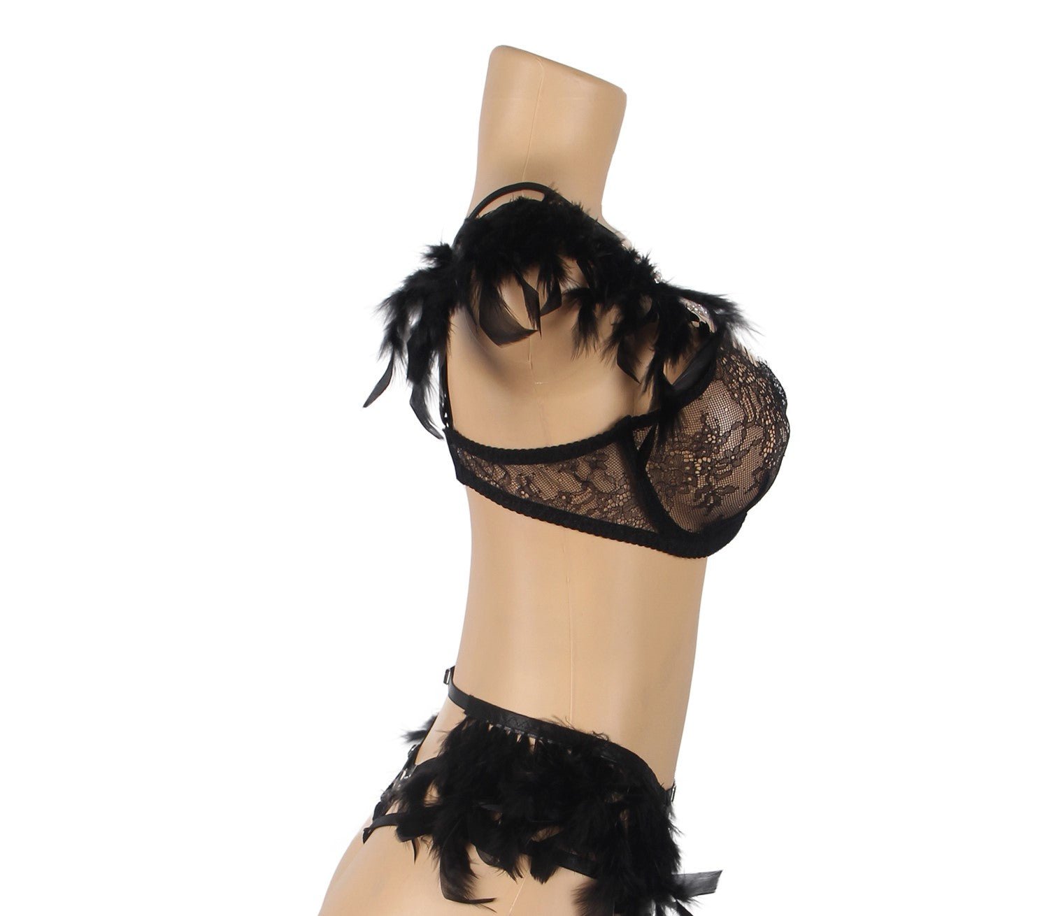 Kamuk Life Black Feather Lace Bra Set - Intimacy HubLingerieKamuk Life