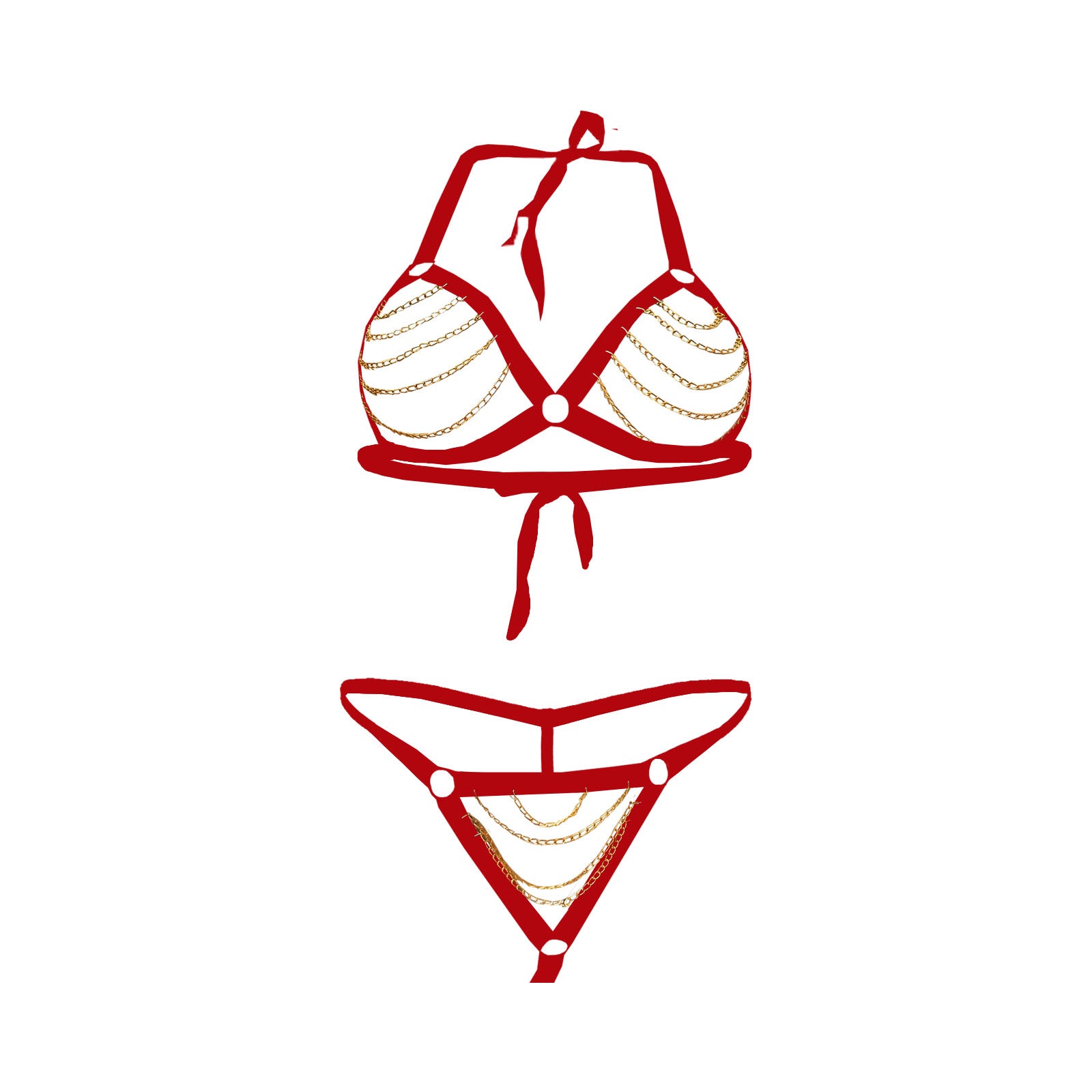 Kamuk Life Golden Chain Red Bikini Set - Intimacy HubLingerieKamuk Life