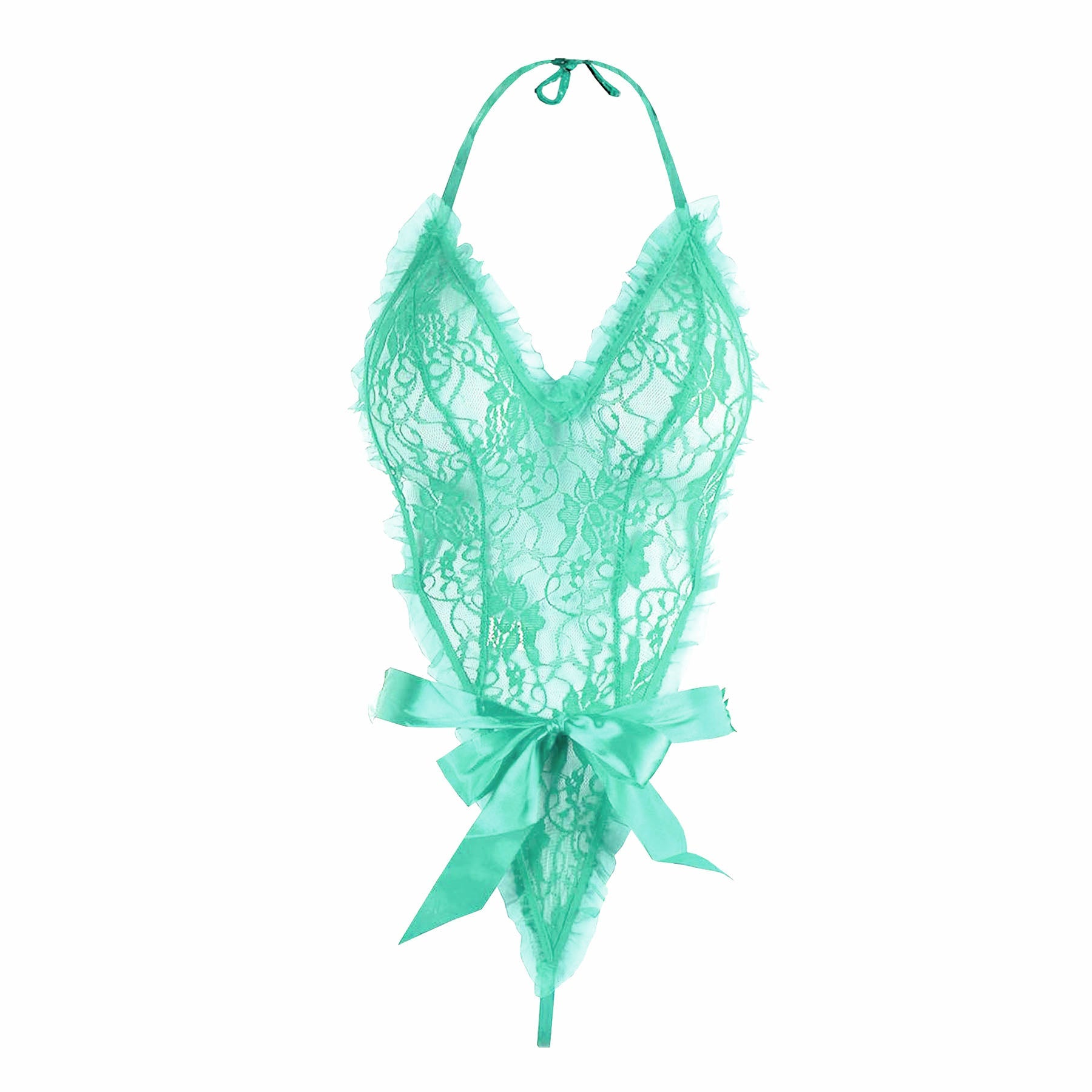 Kamuk Life Green Lace Ruffle Lingerie Set With Lace Cuffs - Intimacy HubLingerieKamuk Life