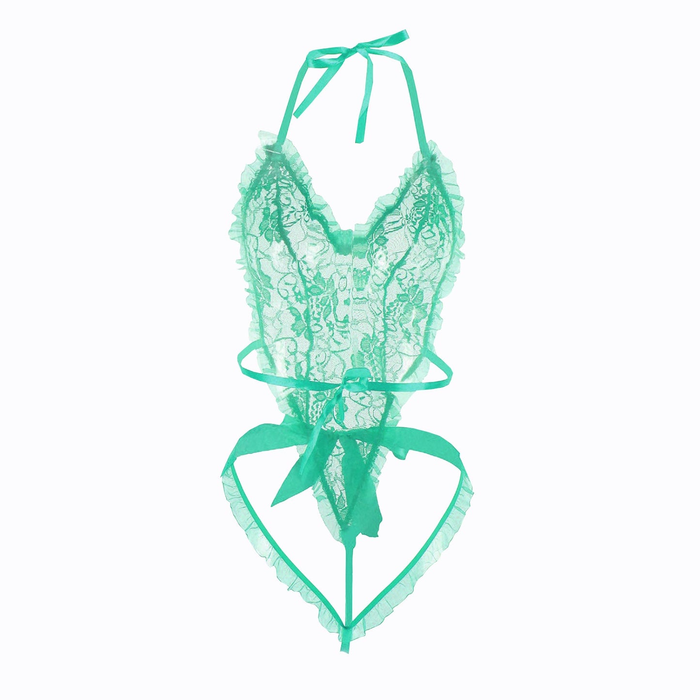 Kamuk Life Green Lace Ruffle Lingerie Set With Lace Cuffs - Intimacy HubLingerieKamuk Life