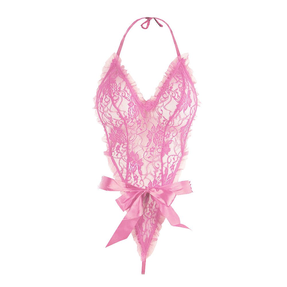 Kamuk Life Pink Lace Ruffle Lingerie Set With Lace Cuffs - Intimacy HubLingerieKamuk Life