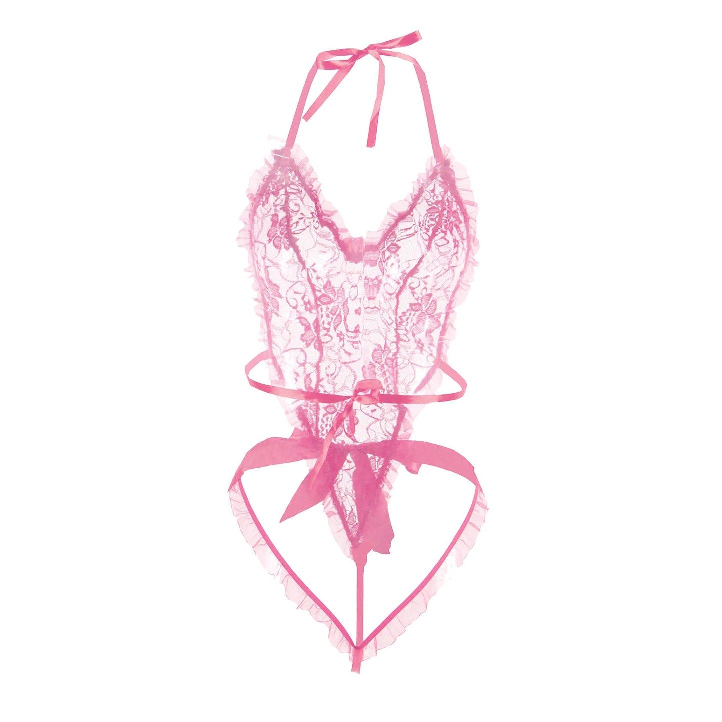 Kamuk Life Pink Lace Ruffle Lingerie Set With Lace Cuffs - Intimacy HubLingerieKamuk Life