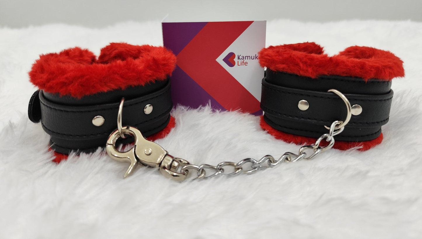 Kamuk Life Red Leather cuff Adjustable Size with Fur Lining - Intimacy HubKamuk Life