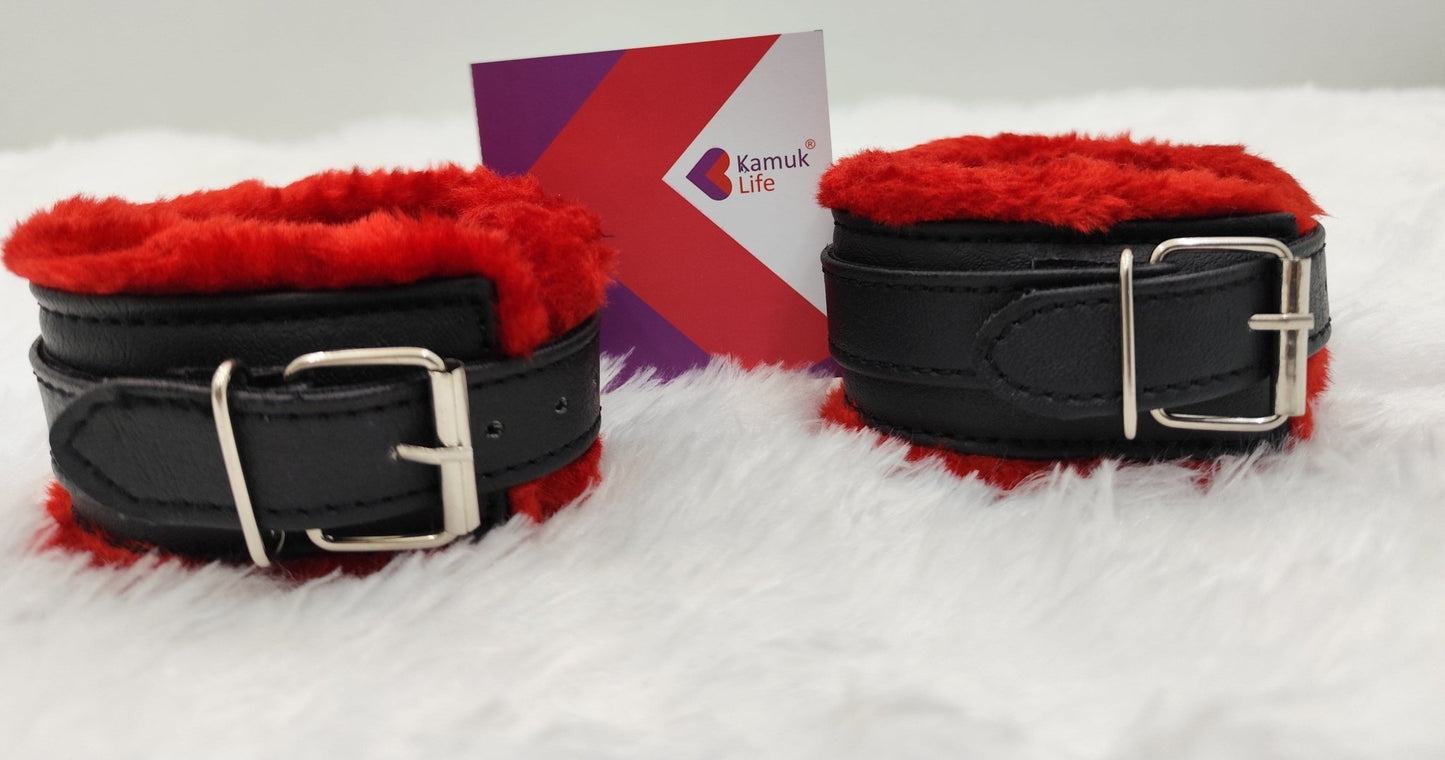 Kamuk Life Red Leather cuff Adjustable Size with Fur Lining - Intimacy HubKamuk Life