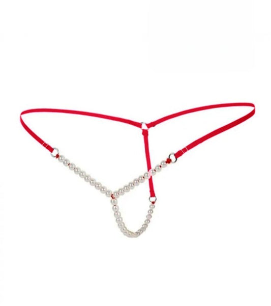 Kamuk Life RED MICRO G STRING WITH WHITE PEARLS - Intimacy HubLingerieKamuk Life