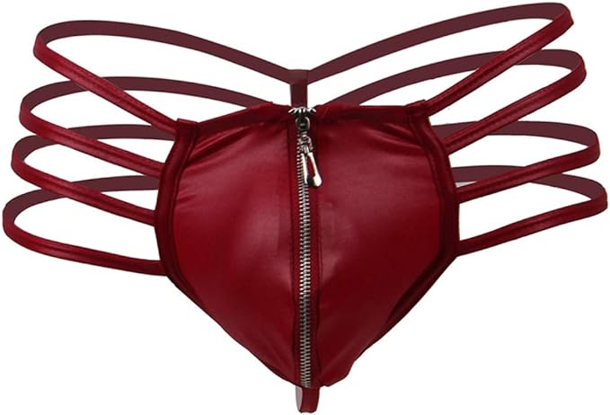 Men's Faux Leather Red Zipper Underwear Panties - Intimacy HubLingerieIntimacy Hub