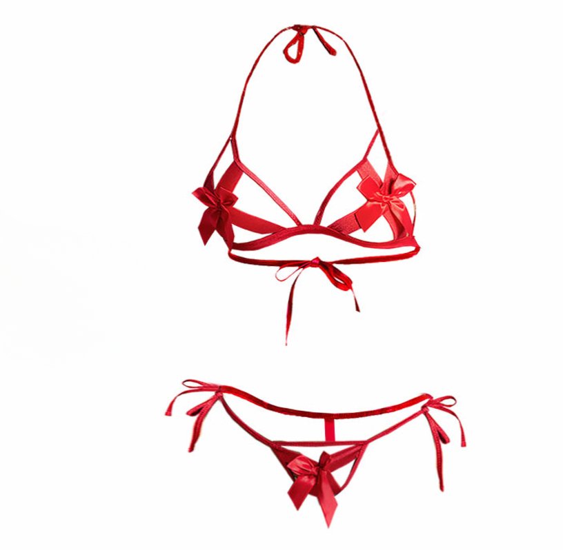 Red Front Bownet Bra And Panty Set - Intimacy HubHot LingerieIntimacy Hub