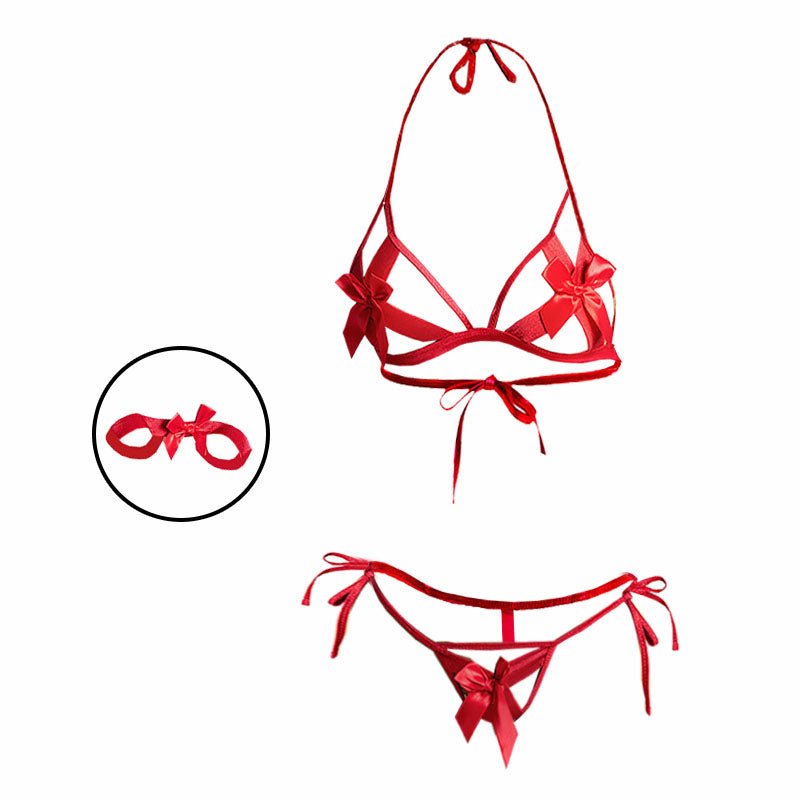 Red Front Bownet Bra And Panty Set - Intimacy HubHot LingerieIntimacy Hub