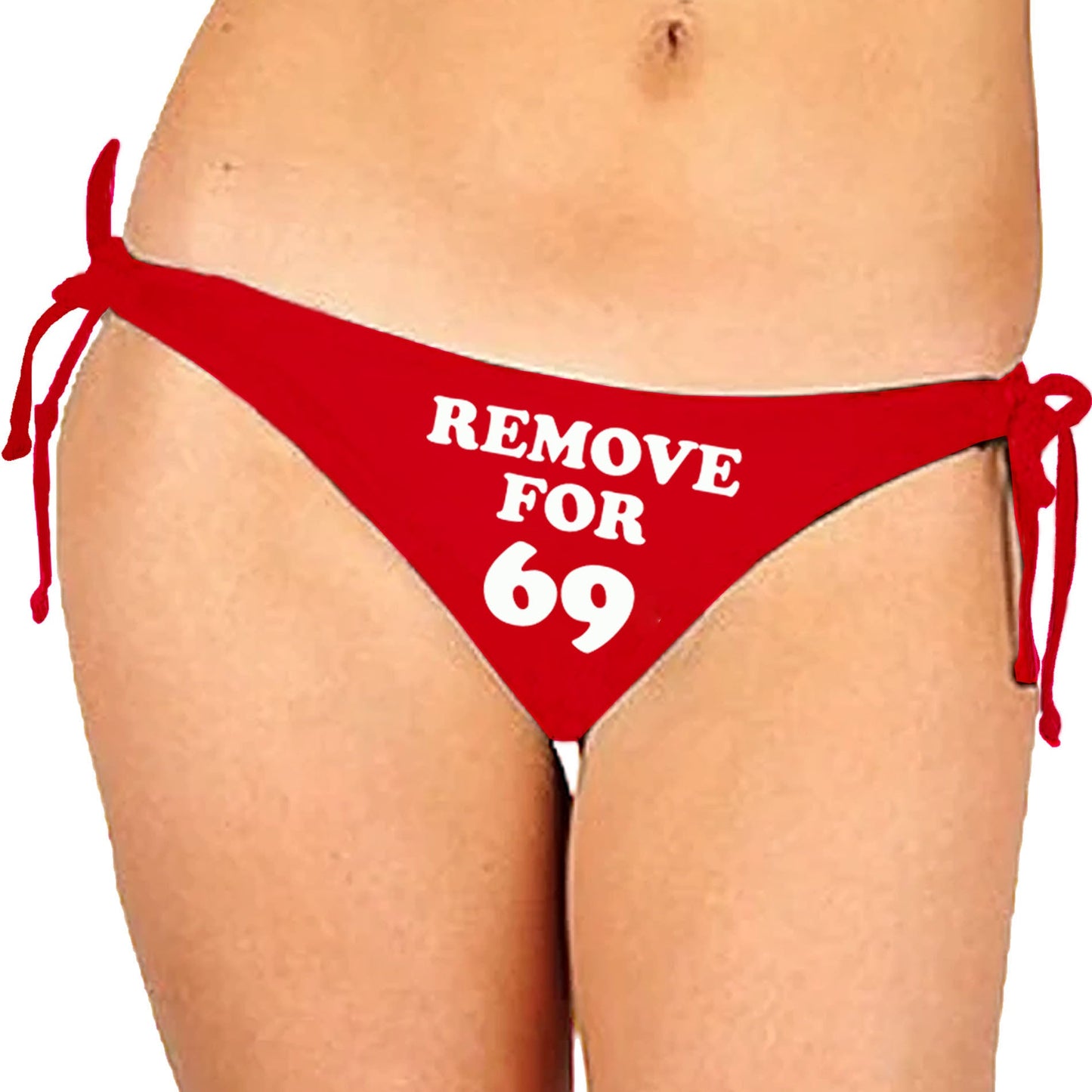 Red Satin Glow In The Dark Panty With Remove For 69 Print - Intimacy HubThongs, G stringIntimacy Hub