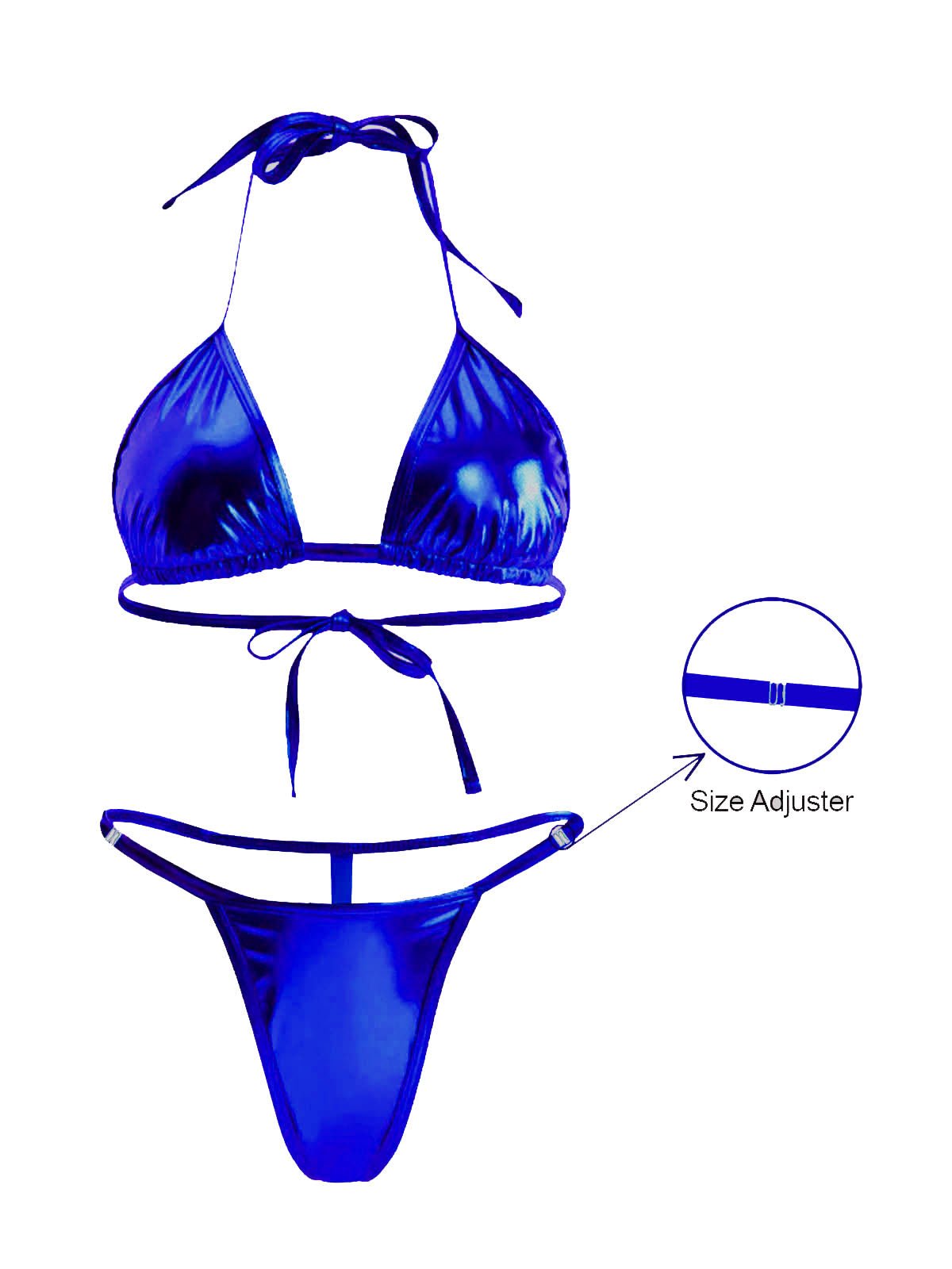 Shiny Blue Faux Leather Bra Set - Intimacy HubLingerieIntimacy Hub